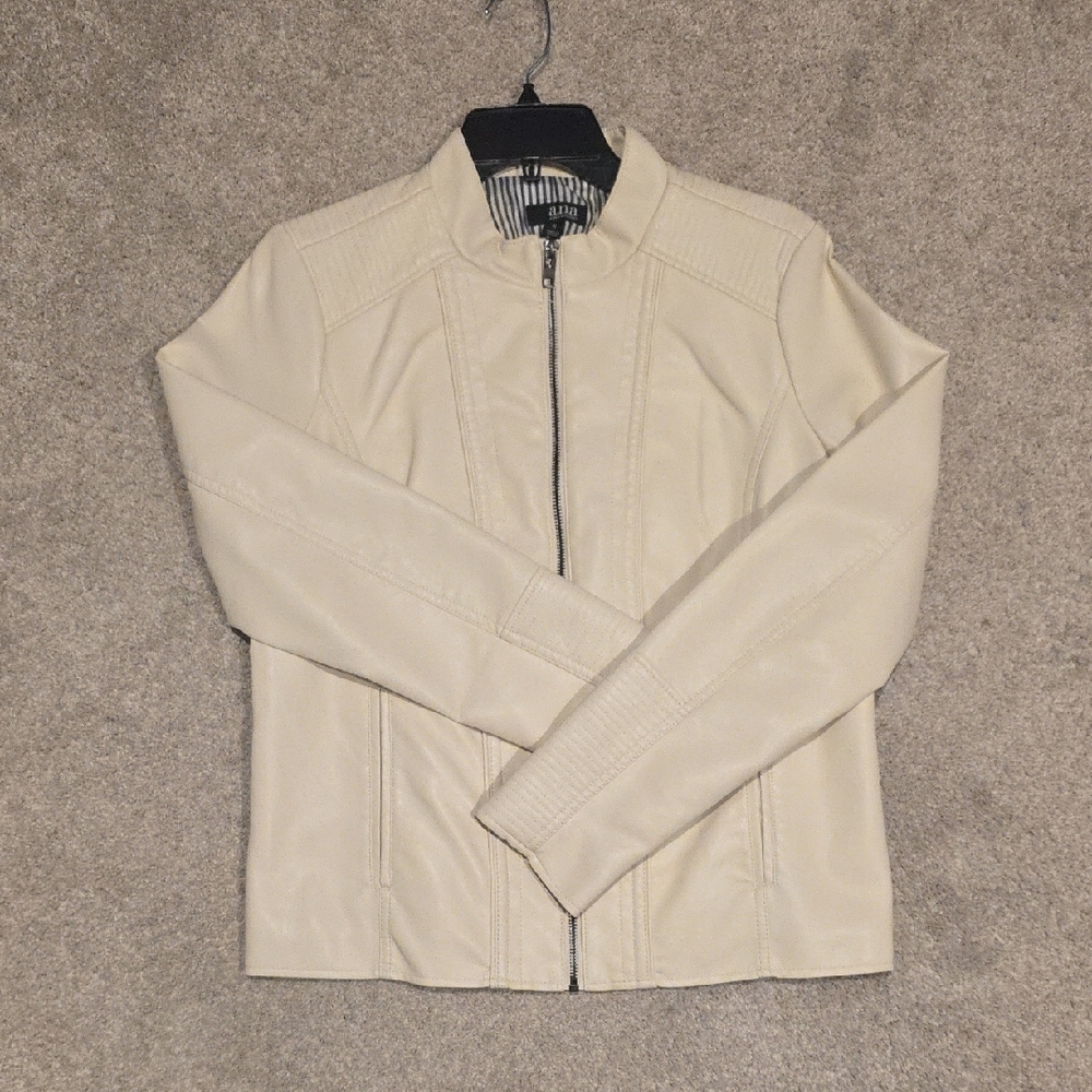 a.n.a Women's Cream Faux Leather Jacket